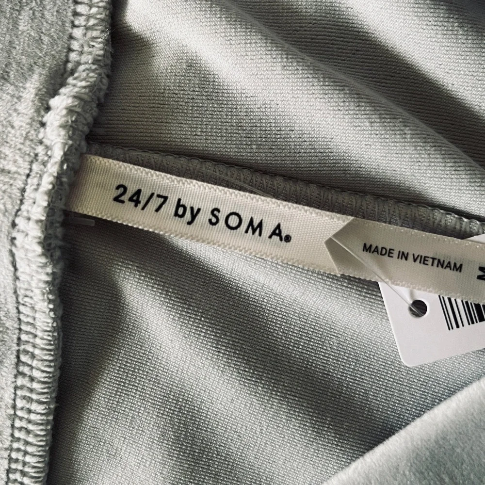 Soma 24/7 Velour Crewneck Sweatshirt & Wide Leg Pants Set Vapor Gray Medium NEW